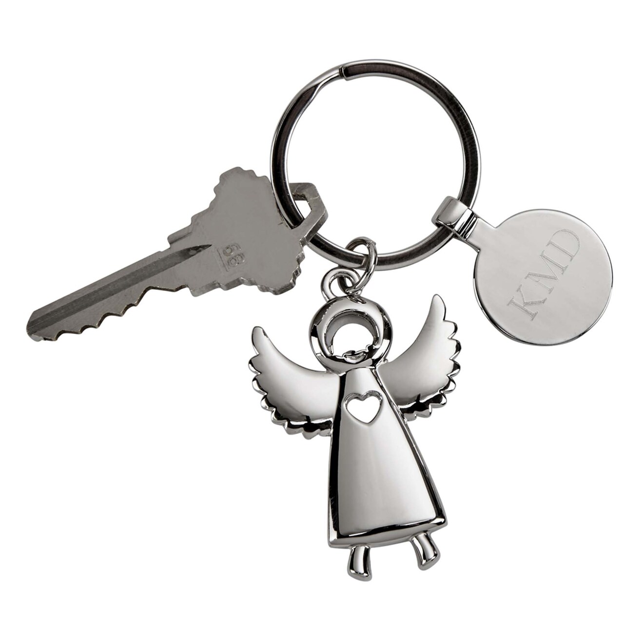 Contemporary Home Living 3.5" Standing Angel Design Stainless Steel Key Chain